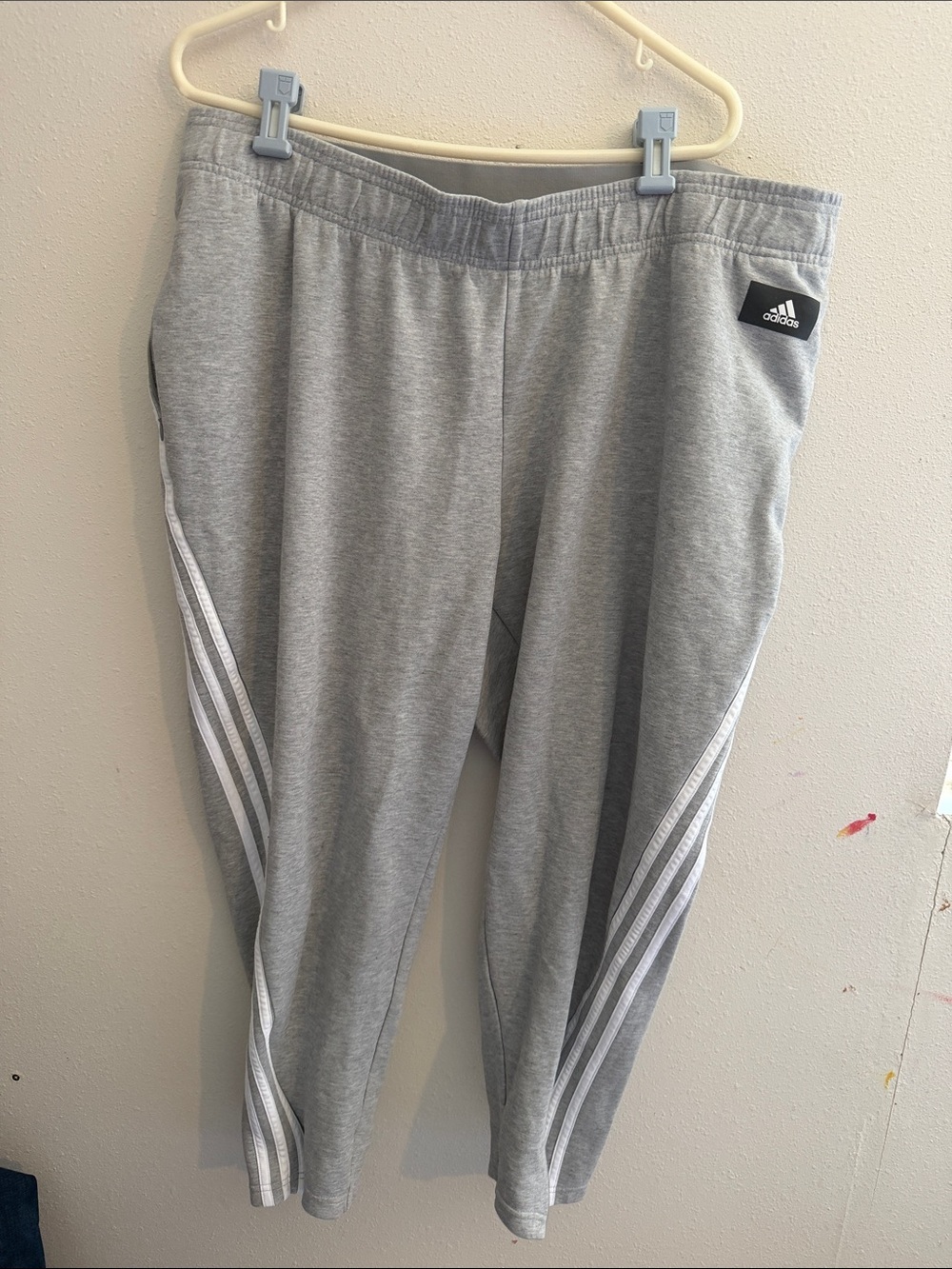 adidas Grey  Sweatpants with White Side Stripes